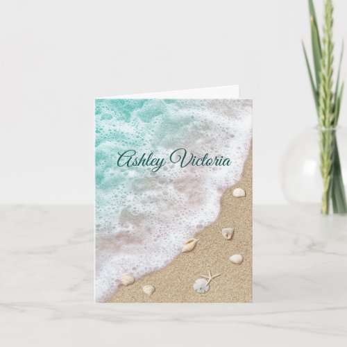 Turquoise Beach Waves Bat Mitzvah Thank You Card