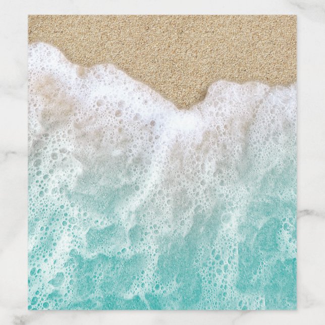 Turquoise Beach Waves & Beach Sand Bat Mitzvah  Envelope Liner (Design)