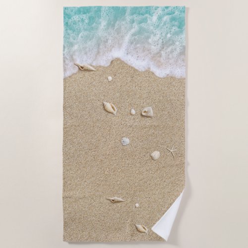 Turquoise Beach Waves Beach Towel
