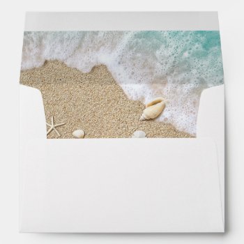 Turquoise Beach Waves Invitation Envelope by prettyfancyinvites at Zazzle