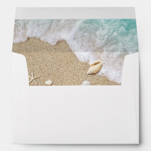 Turquoise Beach Waves Invitation Envelope