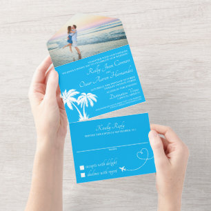 Turquoise Beach Wedding All In One Invitation