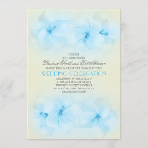 turquoise beach wedding invitation with hibiscus