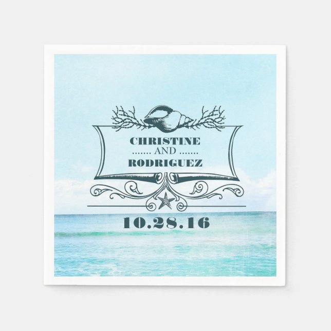 Turquoise Beach Wedding Napkins (Front)