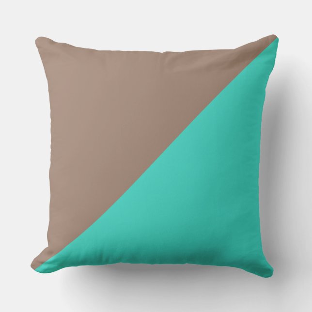 Turquoise & Beaver Solid Color Background Throw Pillow (Front)