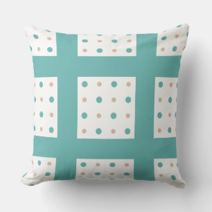 Turquoise, beige and white dots throw pillow