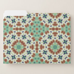 Turquoise beige colorful kaleidoscope ornament file folder