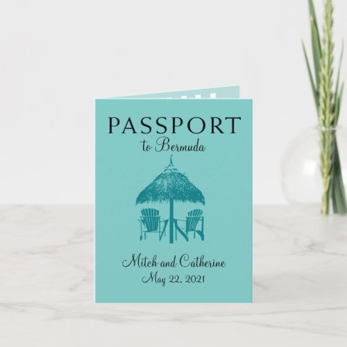 Turquoise Bermuda Passport Wedding Invitation