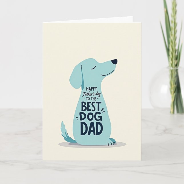 Turquoise Best Dog Dad Card (Front)