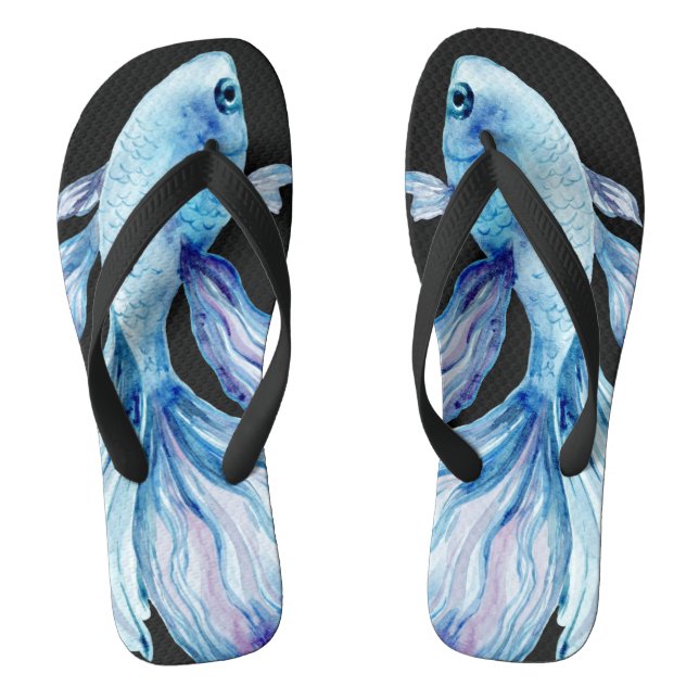 Turquoise Betta Fish Flip Flops (Footbed)