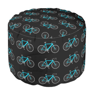 Turquoise Bike On Black Pouf