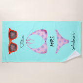 Turquoise Bikini Sunglasses Future Mrs Beach Towel (Front)