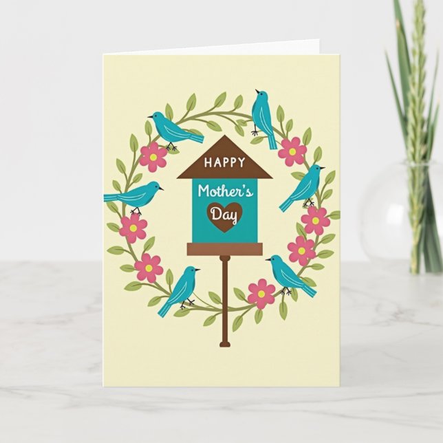 Turquoise Birds Mothers Day Card (Front)