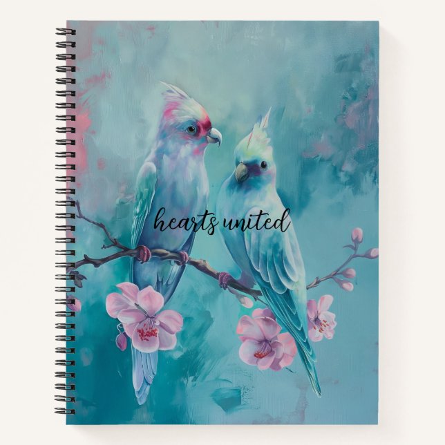 Turquoise Birds Spiral Notebook (Front)