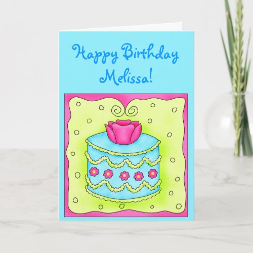 Turquoise Birthday Card with Turquoise Cake