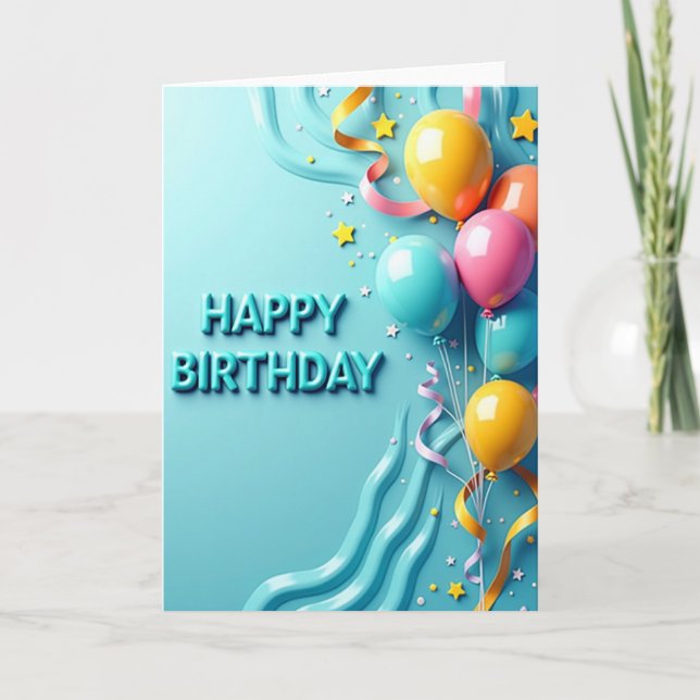 Turquoise Birthday Letter Card (Front)
