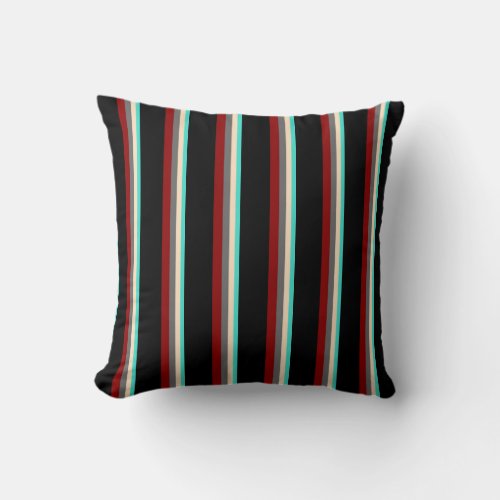 Turquoise Bisque Dim Gray Dark Red and Black Throw Pillow