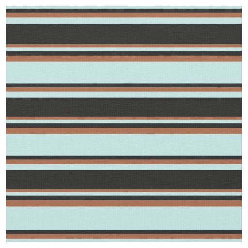 Turquoise, Black, and Sienna Pattern of Stripes Fabric