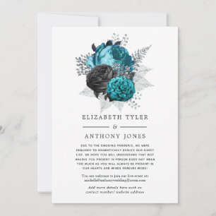 Turquoise, Black and Silver Floral Wedding Update Announcement