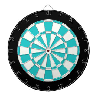 Turquoise Black And White Dartboard With Darts