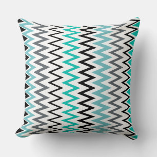 Turquoise, black and white  throw pillow