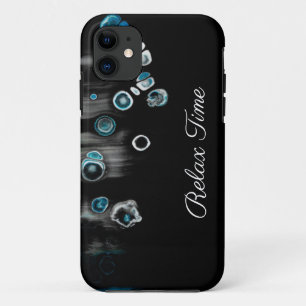 Turquoise- black as stones monogram iphone cases