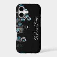 Turquoise- black as stones monogram iphone cases
