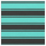 Turquoise &amp; Black Colored Stripes/Lines Pattern Fabric