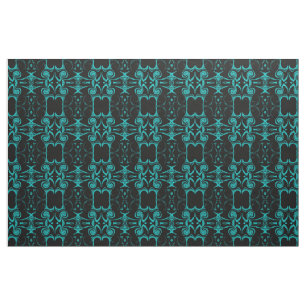 turquoise black Fabric, colorful house textile Fabric