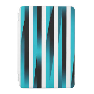 Turquoise Black Gradient Stripe Pattern iPad Mini Cover