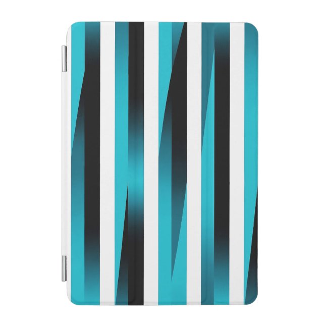 Turquoise Black Gradient Stripe Pattern iPad Mini Cover (Front)