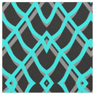 Turquoise, Black & Gray Geometric Fabric