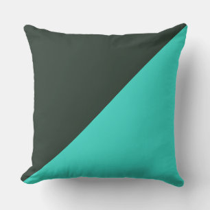 Turquoise & Black green Solid Color Background Throw Pillow