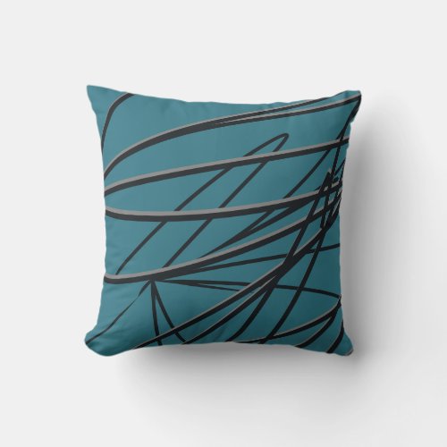 Turquoise Black  Grey Modern Elegant Abstract Throw Pillow