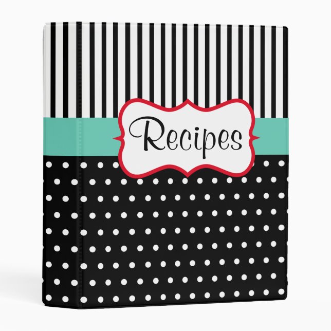 Turquoise Black Kitchen Recipe Binder Gift (Front/Spine)