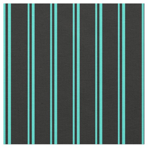 Turquoise & Black Lines/Stripes Pattern Fabric