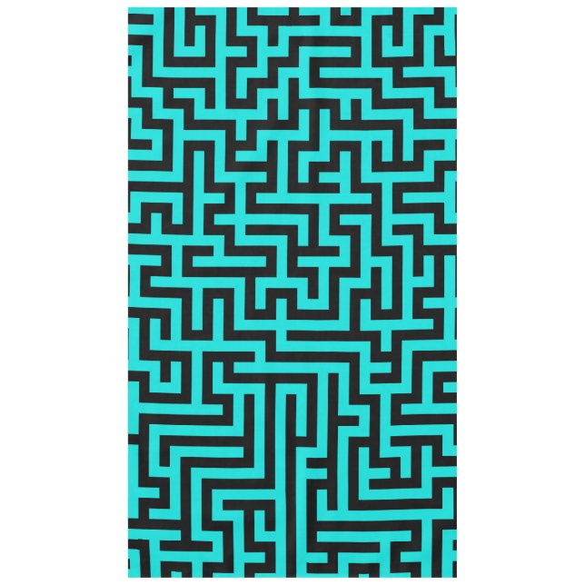 Turquoise Black Maze Lines Tablecloth (Front)