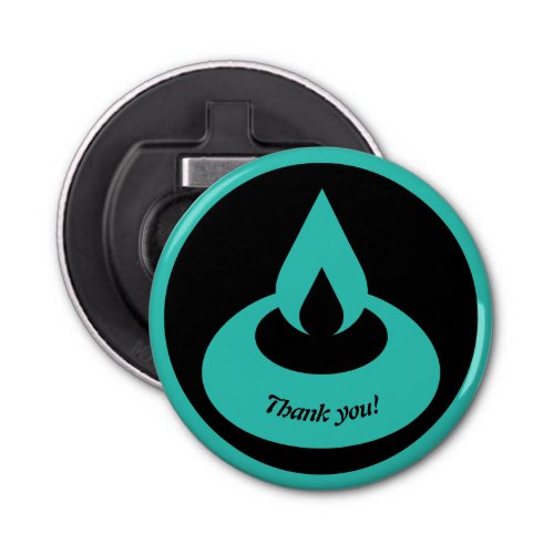 Turquoise  Black Oil Light Thank You Bottle Opener