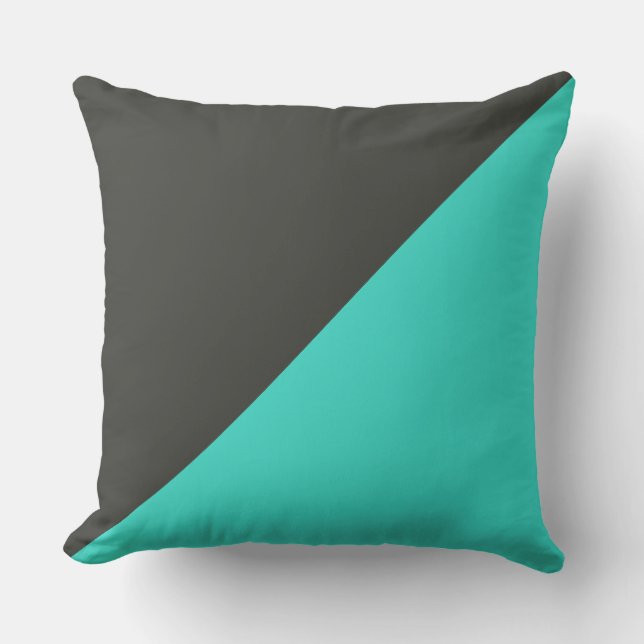 Turquoise & Black olive Solid Color Background Throw Pillow (Front)
