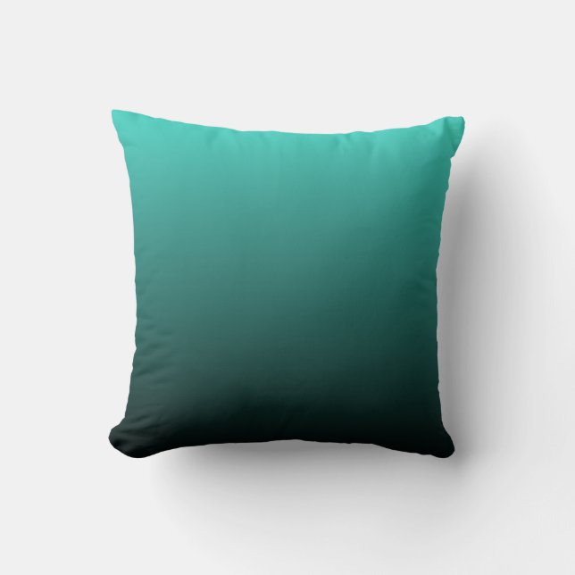 Turquoise Black Ombre Throw Pillow (Front)