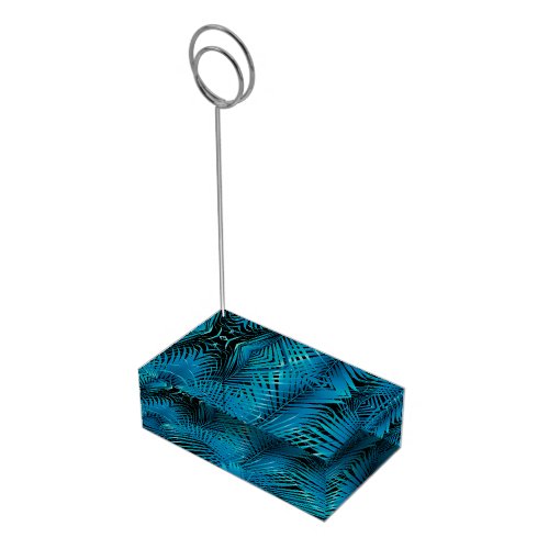 Turquoise Black Palm Tree Place Card Holder