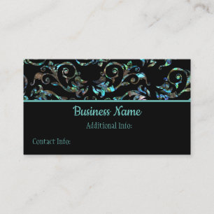Turquoise & Black Pearl Floral Business Card
