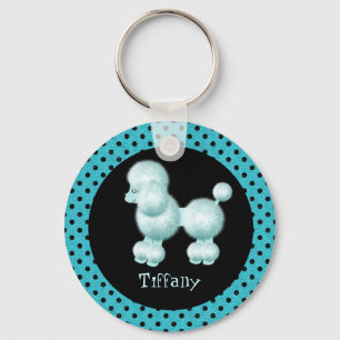 Turquoise & Black Poodle Key Chain