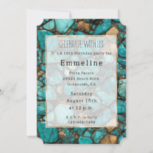Turquoise Black Stones Invitation