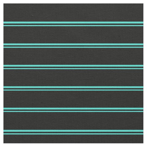 Turquoise & Black Stripes Pattern Fabric