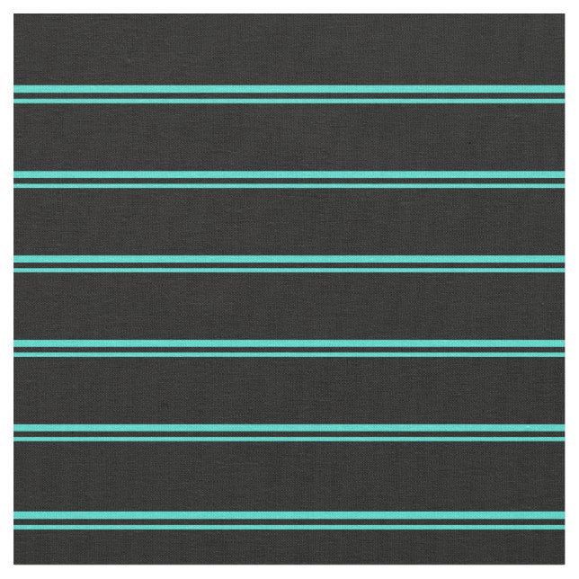 Turquoise & Black Stripes Pattern Fabric (Close Up)