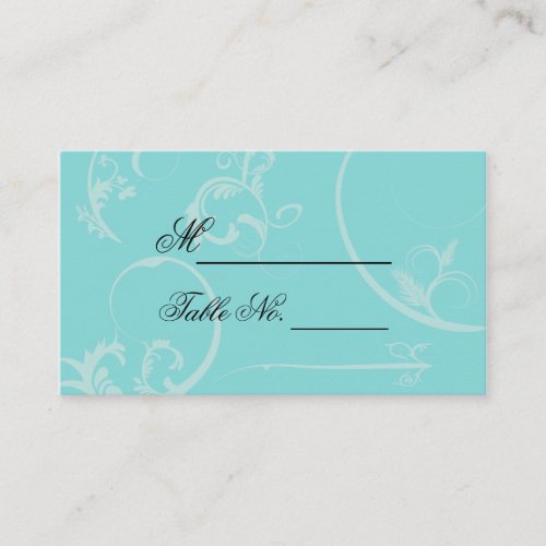 Turquoise Black Swirl Flourish Wedding Place Card Business Cards