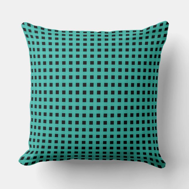 Turquoise Black Weave Pattern Throw Pillow (Front)