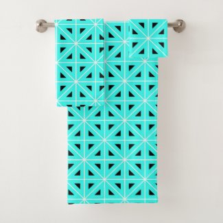 Turquoise Black & White Chic Geometric Pattern