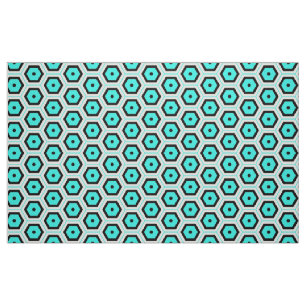 Turquoise Black White Honeycomb Geometric Pattern Fabric